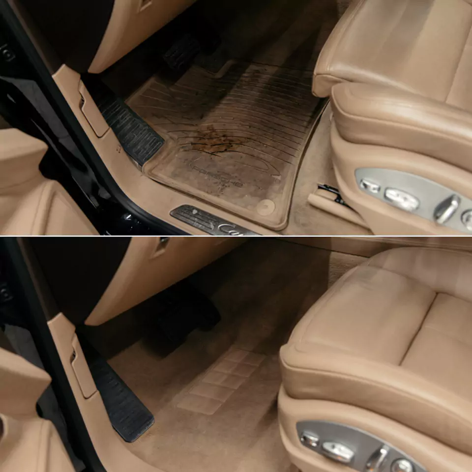 Комплексная химчистка салона и обработка кожи керамикой для Porsche Cayenne